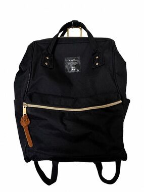 Anello Black Canvas Backpack with Gold Hardware